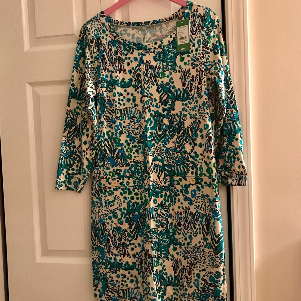 Lilly Pulitzer cream and green printed dress, M